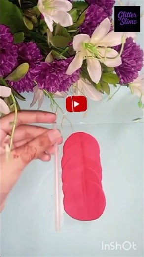 How to make flowers with super clay | Clay satisfying #clay #handmade #asmr #craft #Glitter Slime-1