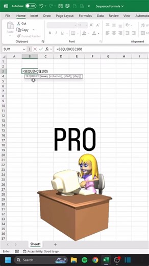 Stop Typing Numbers Manually ❌Use SEQUENCE Formula in Excel ✅ #excel #excelshortcuts
