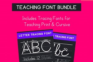 Tracing Fonts Bundle - Print and Cursive Alphabet Handwriting Practice Fonts - Etsy