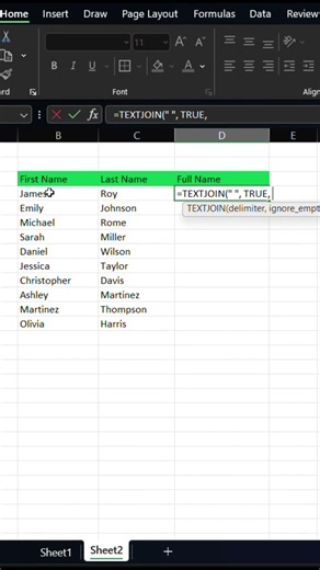 Combine Text in Excel Instantly (TEXTJOIN Function) #excel #officeskills