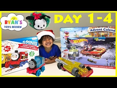 SURPRISE TOYS Christmas Thomas Train Disney Tsum Tsum Hot Wheels Toy Cars Advent Calendar Day 1-4