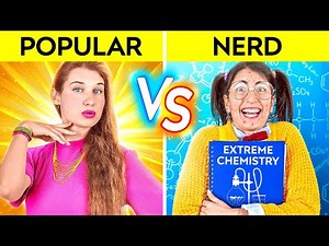 POPULAR VS NERD FOR 24 HOURS! Types Of Students At School! Popular Overnight by 123 GO! CHALLENGE