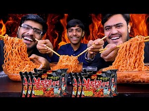 Hot & Spicy Korean Ramen Noodles with Chopsticks Challenge | Food Challenges