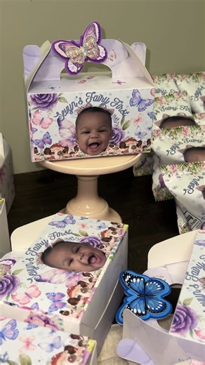 Sweetly Wrapped Party Favours on Instagram: "For this special order, the client already had her boxes — and I added the full Sweetly Wrapped magic to bring everything together beautifully ✨💜 I customized the entire set to match her fairy-first theme, including: 🦋 Detailed butterfly toppers 🌸 Personalized box designs 💧 Custom water bottle labels 🍿 Matching chip bags Even when I’m working with items a client already has, I make sure every piece flows together and looks professionally designed