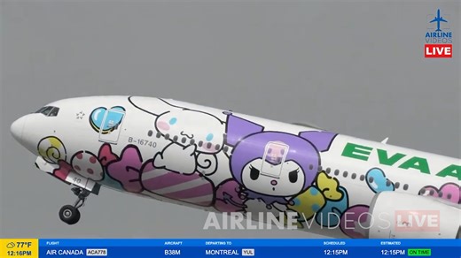 Sunday at LAX was extra colorful! 🌸 The Hello Kitty Boeing 777-300ER took off right in front of our cameras on Airline Videos Live. #airlinevideoslive #airlinevideos #airports #aviation #aviationgeek #aviationdaily #avgeek #hellokitty #boeing777 | AIRLINE VIDEOS