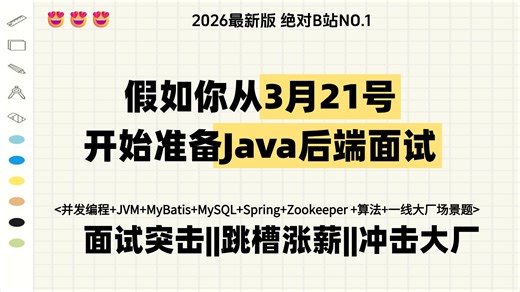 假如你从3月21号开始准备java后端面试，讲解被裁员后，空窗三个月，如何在26年金三银四中破局，包括场景题/八股文java基础/并发编程/JVM...