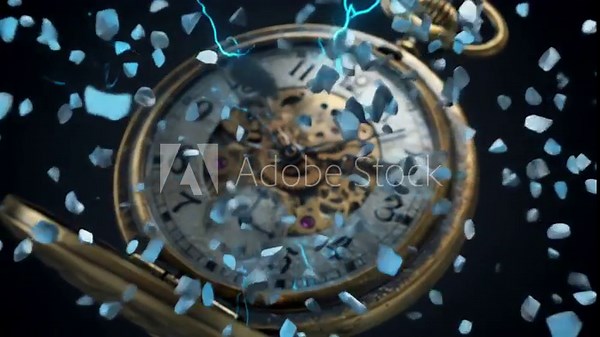 Vintage pocket watch exploding with electric energy