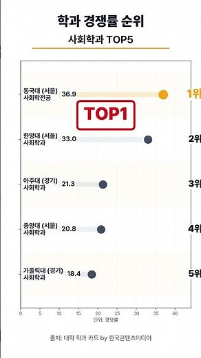 학과 경쟁률 순위 - 사회학과 대학교 TOP5
