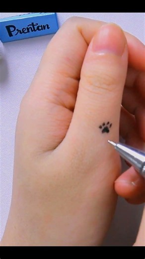 Drawing a Cute Heart Paw Print Tattoo on Finger! 🐾❤️ #shorts
