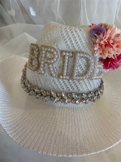 Hen Party/hen Do Bride to Be Hat. - Pretty N’ Glam White Fedora With Flowers + Veil - Great for Summer and Outdoors! - Etsy UK