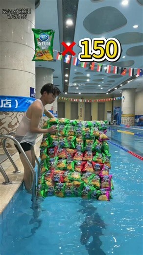How many packets of chips can make you float on water? 😲