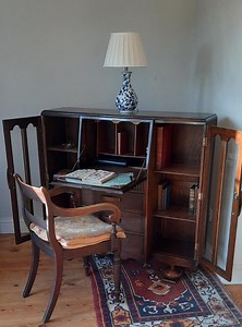 Vintage Art Deco Bureau Bookcase Secretaire in Oak With Key - Etsy UK