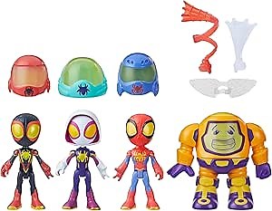 Spidey and his Amazing Friends Marvel Web-Spinners Gear Up for Adventure 4-Pack, 4-Inch Action Figures with 6 Accessories, Super Hero Toys for Kids 3+ (Amazon Exclusive)