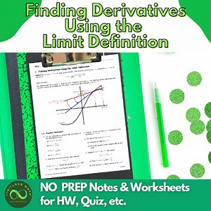 Finding Derivatives Using the Limit Definition - Math Drills Printable Worksheet
