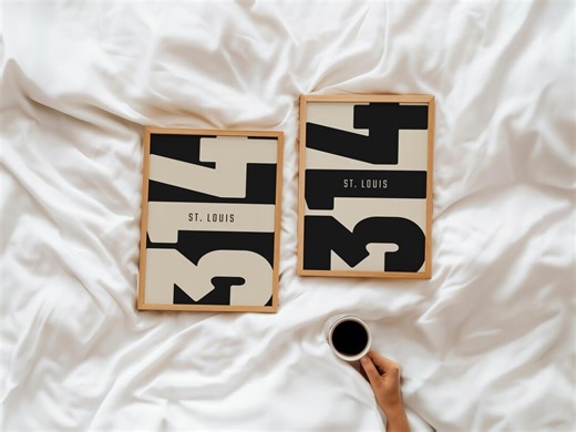 St. Louis Missouri 314 Area Code Poster Set, Minimalist Black Beige Wall Art - Etsy Canada