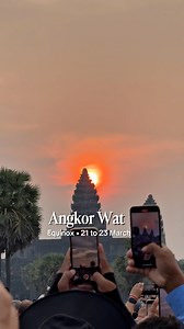 A must-see sunrise at Angkor Wat, 21 to 23 March 💛🌅 Equinox at Angkor Wat happens twice a year, around 21 to 23 March and 21 to 23 September. On those mornings, the rising sun lines up with Angkor Wat’s main axis. From the west entrance causeway, the sun appears to sit on top of the central tower. Timing and what you see The alignment shows in the pre sunrise window, around 5:00 to 6:30. Crowds arrive early and grow fast. 🫶 Follow me - I’ll lead the way #letmeshowyoucambodia #angkorwat #sunri