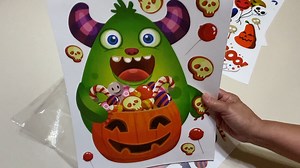 Watch Happy Halloween Window Clings, Cute Monster Halloween Window Stickers Decor, Double-Sided on Amazon Live