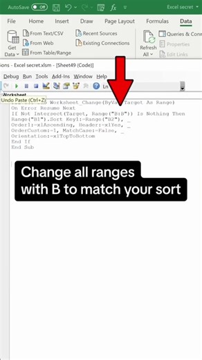 Automatically sort spreadsheet as you type #tutorials #excel #friday #exceltips #exceltraining