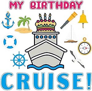 Oudain 19 Pcs Birthday Cruise Door Magnets Decorations Funny Cruise Ship Door Magnets Reusable Magnetic Happy Birthday Cabin Ship Carnival Party Refrigerator Office Car Accessories(Boat)