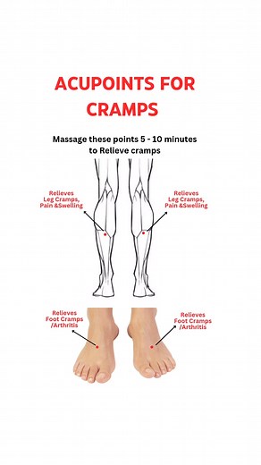 Massaging these acupoints for 5–10 minutes daily can help effectively relieve muscle cramps, pain, and swelling in the legs and feet. These pressure points improve blood circulation, reduce muscle stiffness, and relax the nerves. Regular stimulation of these acupoints not only eases discomfort from cramps but also supports joint flexibility and can provide relief from arthritis and fatigue. Hashtags: #AcupressurePoints #CrampsRelief #LegPainRelief #FootPainRelief #NaturalHealing #PainFreeLife #M