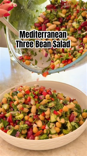 Mediterranean Three Bean Salad (Bean Salad Recipe) #beans