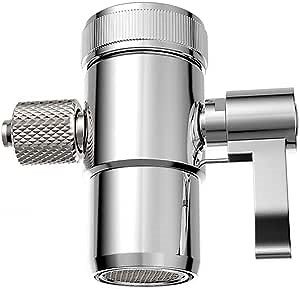 Faucet Adapter Diverter Valve Counter Top Water Filter 3/8 ODTube Tubing Replacement Part Adapter with M22 X M24 Connector, Brass Body, Chrome