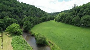 Aerail Tilt Up from the New River in Watauga County NC, North Carolina