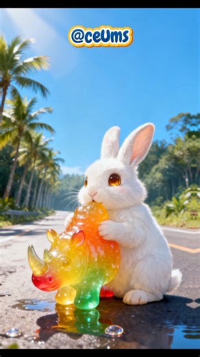 rabbit eats rhino jelly candy #funny #shortvideo #shorts #animation #art #cute