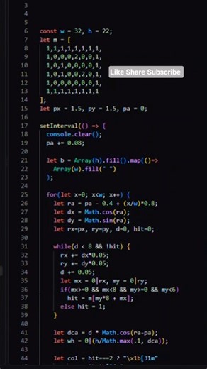 28/30—JavaScript FPS [High-Speed 3D Raycasting Engine]#codequest #javascript #coding #ytshorts