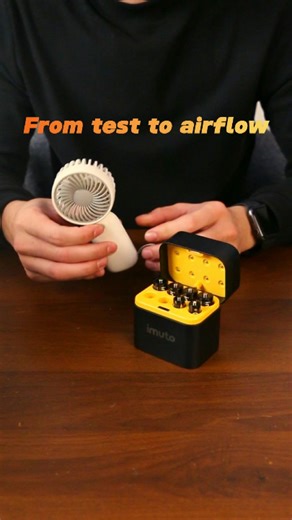 imuto on Instagram: "🌪️🔋 POV: real power, real moment. We start with a simple check — the imuto AAA battery is tested and ready, showing stable, reliable output 🔍 Then it goes straight into a fan 💨 Switch on… the blades start turning. Smooth motion, steady airflow, consistent performance from the first second on. No flicker. No slow start. No interruptions. Just quiet, dependable power doing its job in the background ⚡ From testing tools to everyday comfort, imuto keeps life running smoothly