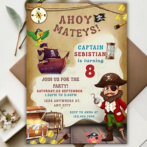 Pirate Map Birthday Invitation: Editable Kids Party Invite (PDF File Included - Etsy