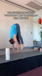 The major difference between footstand and handstand has nothing to do with your core, a straight line, or any other list of arbitrary alignment and random dogmatic muscle engagements. Sorry for the sarcasm. The major difference is literally where you are placing your body weight. If you place your body weight in your feet, no amount of jumping will change the fact that your center of balance is not over your hands. If you jump up then your feet will find the wall behind you and magnetize to it…