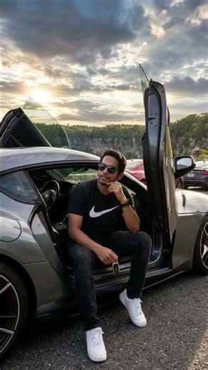 An Elegant Man Poses with Car.. 💖💥🤘Prompt in Description..