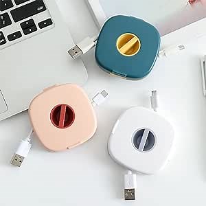 SITAKE 3PCS Cable Management, Retractable Portable Cord Organizer, 3 Colors Flexible Cable Organizer for Home Office Classroom (Square)