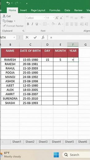 How To Get Day, Month, Year from Date of Birth in Excel
