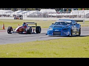 THE SHOWDOWN! 1000hp R34 GTR vs F1 car - ROLL RACE! At the Adelaide Motorsport Festival