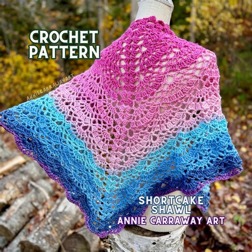 Shawl Crochet Pattern | Shortcake Shawl | Easy Lace Pattern Repeat | Annie Carraway Art | PDF Pattern - Etsy