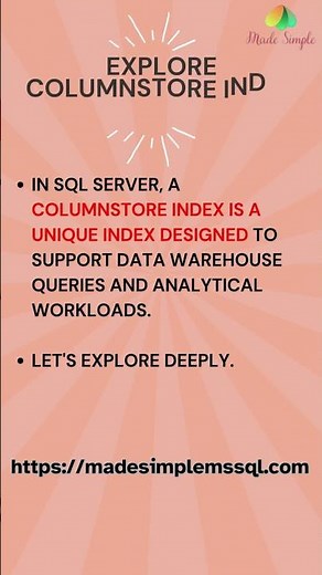 ColumnStore Index #data #database #sqldatabase | Made Simple MSSQL