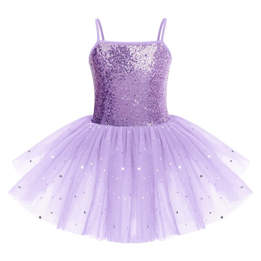 IBTOM CASTLE Toddler Kids Girls Sequins Camisole Ballet Dance Dress Glitter Stars Tutu Skirted Leotard Ballerina Gymnastics Dancewear for Child