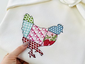 Patchwork Chicken Awesome Patterned Farm Bird Machine Embroidery Designs Many Sizes 4 up to 6 Inches Light Stitch Chicken Silhouette - Etsy
