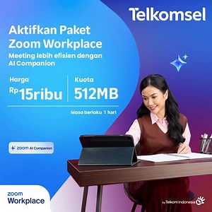 Walau tiada hari tanpa meeting, tapi tetep bisa chill karena ada Paket Zoom Workplace ✨ Diskusiin ini itu bareng client dan tim lancar jaya tanpa limit 40 menit bisa undang partisipan hingga 300 orang. Paketnya bisa pilih sesuka hati, mau yang Rp15.000/hari (kuota 512 MB) atau Rp130.000/bulan (kuota 15GB, semua ada! Aktifin sekarang di @MyTelkomsel atau *363*222#. *Syarat & Ketentuan Berlaku | TelkomselHalo