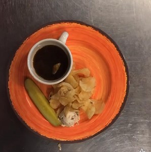 The famous French Onion Grilled Cheese is back for a limited time! Melty provolone and caramelized onions on rye bread with a dipper cup of au jus! Served with kettle chips, chip dip and a pickle. Order ahead for quick pickup at www.CoolBeansToGo.com | Cool Beans Cafe