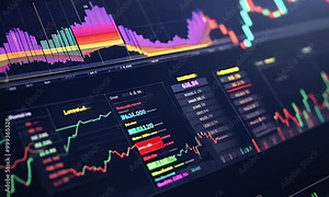A detailed financial chart displaying market trends and trading volume analysis.