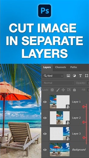 Cut Image into Separate Layers in Photoshop | #shorts