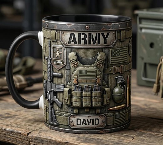 Custom Name Military Mug, Personalized US Army Coffee Mug, Gift for Him Her - Etsy