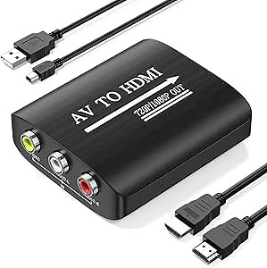AV to HDMI Converter with HDMI Cable,RCA to HDMI Converter for PS1,PS2,PS3,Xbox,N64,WII,SNES,VHS,VCR,Blue-Ray DVD Players,STB