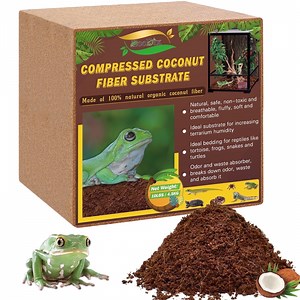 ZeeDix 10LB Compressed Coconut Fiber Substrate, 100% Organic Coco Coir Fiber Brick Brown Husk Substrate Bedding for Reptiles, Geckos, Lizards, Tortoises, Ball Python, Frogs