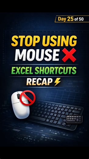 Stop Using Mouse ❌ | Excel Shortcuts Recap ⚡ #excelshortcuts #exceltips #shorts