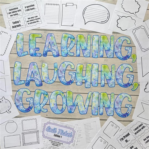 Exit Ticket Bulletin Board Kit | LEARNING, LAUGHING, GROWING | Printable Classroom Display | Reflection Exit Tickets | Digital Download - Etsy