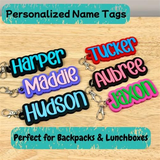 Personalized Name Keychain | Custom Bag Tag | Kids Backpack Tag | Lunchbox Name Tag | School Gift - Etsy